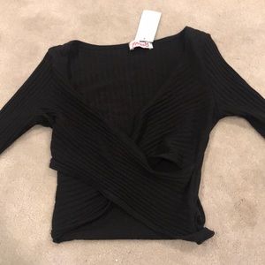 Black wrap crop top